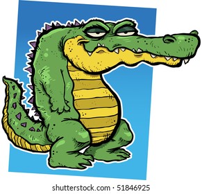 Cartoon-style vector illustration of a grinning alligator.