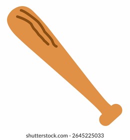 Cartoon-style vector of a wooden baseball bat. Ideal for sports-themed graphics, children’s illustrations, or athletic icons. 