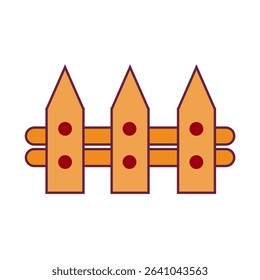 A cartoon-style wooden fence with playful dots and warm colors. Ideal for kids' themes, garden apps, or decorative outdoor scenes.