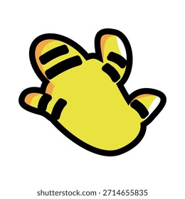 Cartoon-style yellow creature shown from the back with large ears and bold black stripes. Simple, playful design suitable for stickers, digital art, children s materials, and modern graphic projects