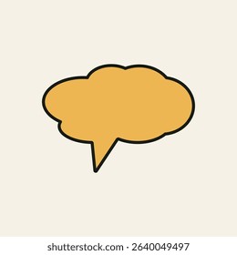 Cartoon-style yellow speech bubble with rounded cloud-like edges, representing dialogue, thought, or casual conversation