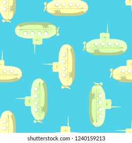 Cartoon-styled submarine seamless pattern. eps10 vector illustration