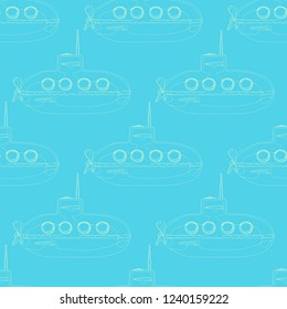 Cartoon-styled submarine seamless pattern. eps10 vector illustration