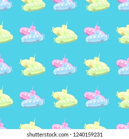 Cartoon-styled submarine seamless pattern. eps10 vector illustration