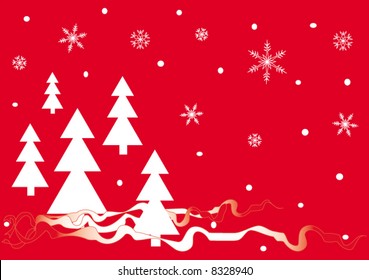 cartoon-stylized christmas trees