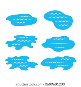 Cartoony Blue Flat Lake Vector Illustration