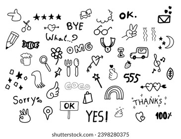 Cartoony expression sign. Cartoon character emotion symbols. Design elements