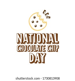 Cartoony and fun National Chocolate Day typography with half bitten cookie icon on white background