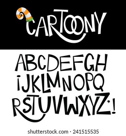 Cartoony hand drawn font lettering EPS 10 vector stock illustration