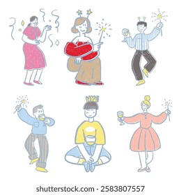 cartoony simple lined riso people celebrities