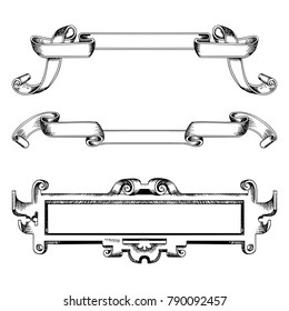 Cartouche For An Old Geographical Map. The Frame For The Signature. Hand-drawn Sketch Vector