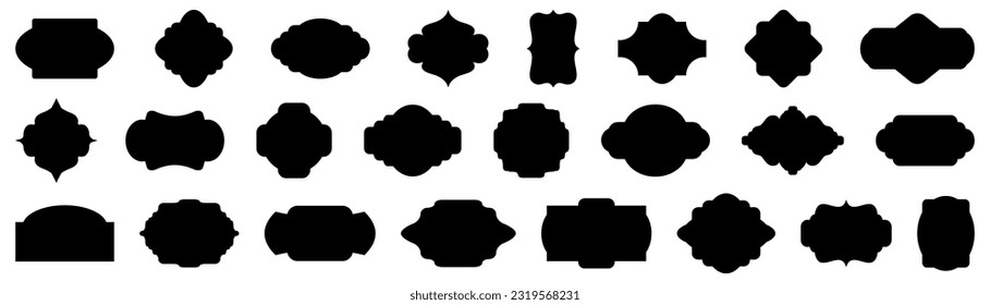 Cartouches black badges collection. Set of abstract black cartouches badges