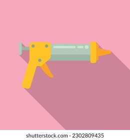 Cartridge gun icon flat vector. Silicone tube. Construction home