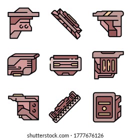 Cartridge icons set. Outline set of cartridge vector icons thin line color flat on white