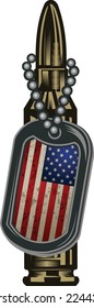 The cartridge and marine dog tags
