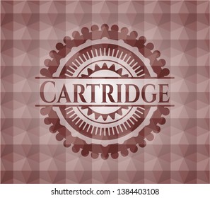 Cartridge red seamless geometric pattern emblem. Seamless.