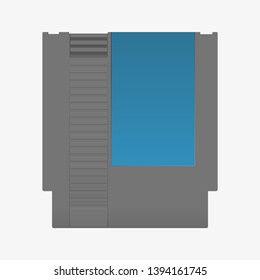 Cartridge for retro console, 8-bit, retro game, realistic style, gray. TV Game cartridge.