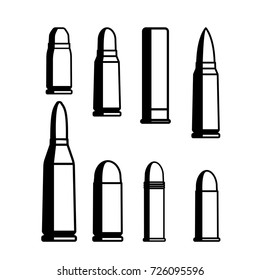Cartridges of different calibers ,vector illustration.