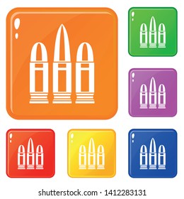 Cartridges icons set collection vector 6 color isolated on white background