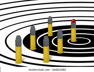Cartridges on a target
