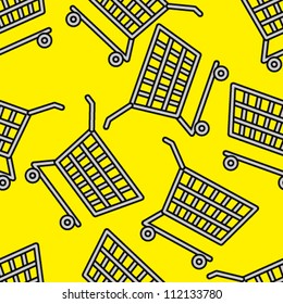 carts on yellow seamless pattern