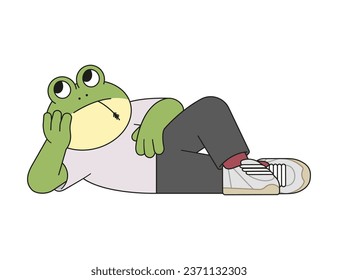 Cartton cute frog vector character.