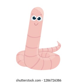 cartton funny earth worm. vector illustration for kids