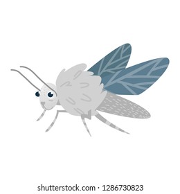 cartton funny moth or night butterfly. vector illustration element on white background