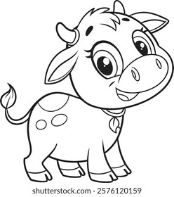 cartun cow line art vector illustration