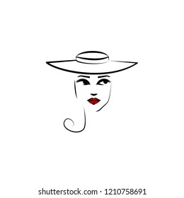 Cartwheel hat, girl icon. Element of beautiful girl in a hat icon for mobile concept and web apps. Thin lin Cartwheel hat, girl icon can be used for web and mobile