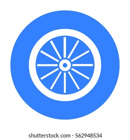 Cart-wheel icon black. Singe western icon from the wild west black.