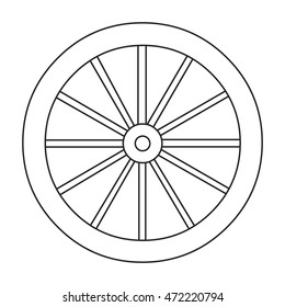 Cart-wheel icon line. Singe western icon from the wild west set.