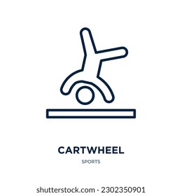 cartwheel icon from sports collection. Thin linear cartwheel, cartoon, wheel outline icon isolated on white background. Line vector cartwheel sign, symbol for web and mobile