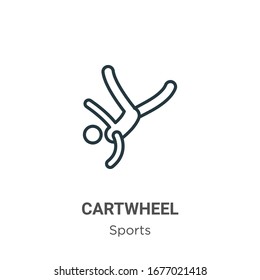 Cartwheel outline vector icon. Thin line black cartwheel icon, flat vector simple element illustration from editable sports concept isolated stroke on white background