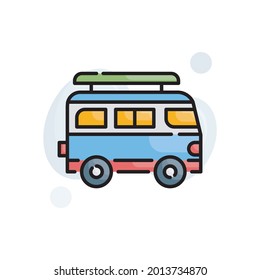 carvan vector outline filled icon style illustration. EPS 10 file 