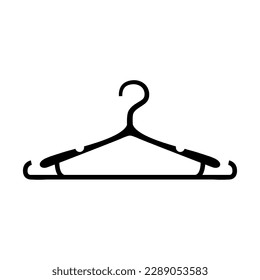 Carved black coat hanger. Vector stock illustration. isolated. White background.