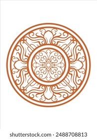 carved classic style circle ornament design, editable color