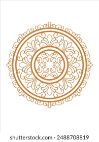 carved classic style circle ornament design, editable color