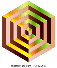 Carved cube  (3d drawing geometry hexahedron)