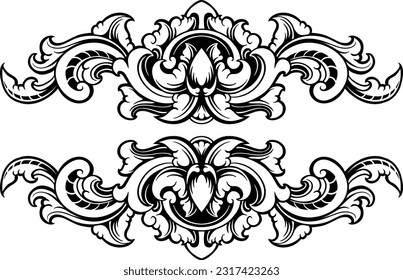 carved decorative ornaments illustration vector