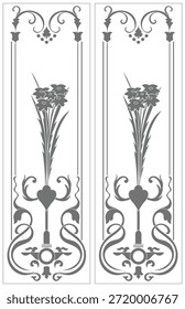 Paneles de puerta tallados, vintage scrollwork, diseño clásico, arte.