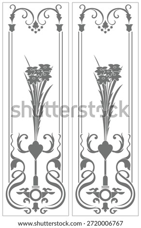 Carved door panels, vintage scrollwork, classic design, art.