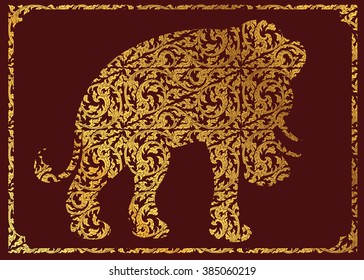 Carved elephant thai style vector