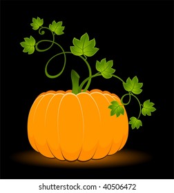 The carved face of pumpkin glowing on Halloween