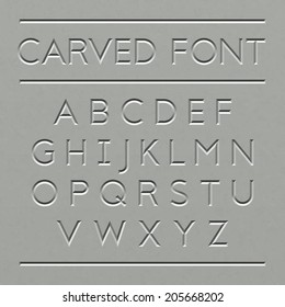 Carved font design. Vector.