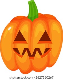 Carved Halloween pumpkin featuring triangular eyes and a wide, toothy smile, embodying the spirit of autumn festivities and the excitement of the spooky season