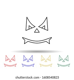 carved halloween pumpkin or jack o' lantern multi color style icon. simple thin line, outline vector of halloween icons for ui and ux, website or mobile application