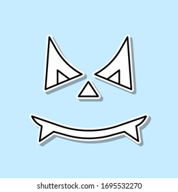 Carved halloween pumpkin or jack o' lantern sticker icon. Simple thin line, outline vector of halloween icons for ui and ux, website or mobile application