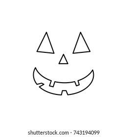 carved Halloween pumpkin or jack o' lantern icon on white background