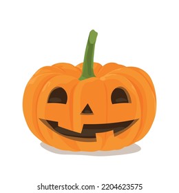 Carved Halloween pumpkin on white background
